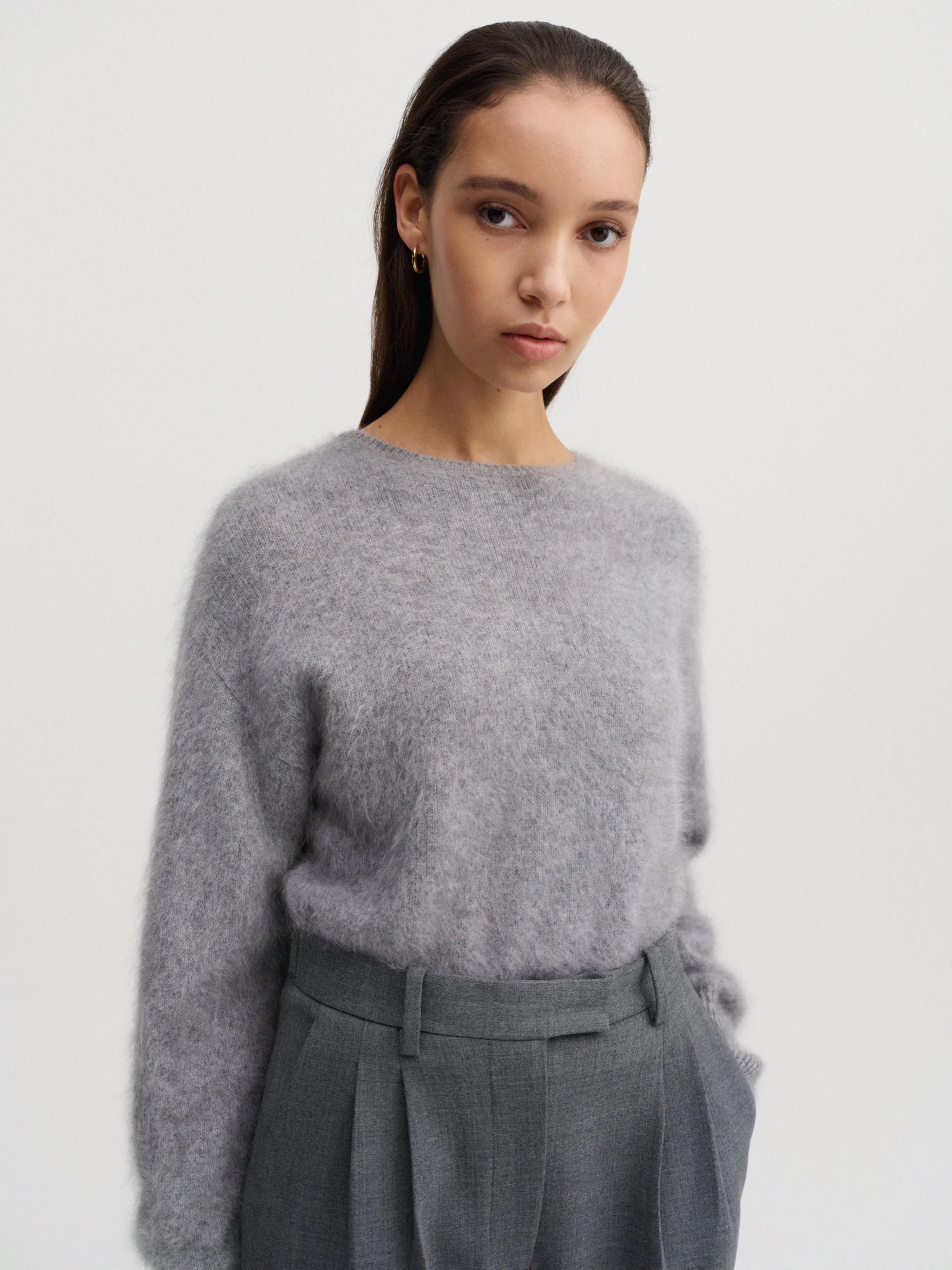 Zoe Brushed Crewneck Sweater, grey - Image 2